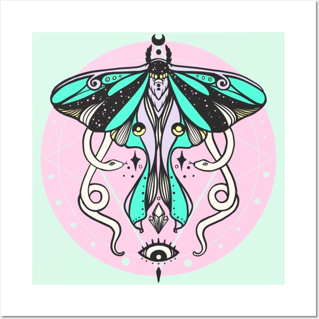 Luna Moth & Snakes Illustration Wall Art by cellsdividing